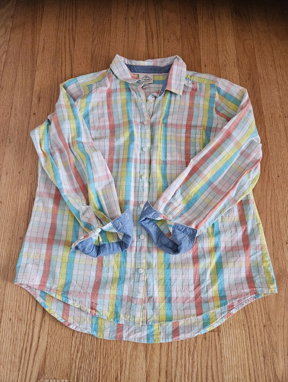 St. John's Bay Pastel Multicolor Plaid Button-Down Shirt